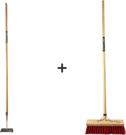 Synx Tools Rechte Schoffel 18 cm +Nylon Straatbezem 35cm - 160cm Staal met Handvat - Schoffel - Nylon