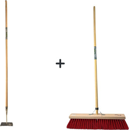 Synx Tools Rechte Schoffel 18 cm +Nylon Straatbezem 60cm - 160cm Staal met Handvat - Schoffel - Nylon