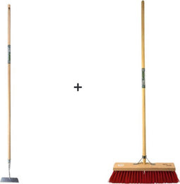Synx Tools Rechte Schoffel 20cm Met steel 160cm en Nylon Straatbezem 50cm - Buitenbezem - Schoffel - Met Steel 160cm