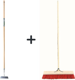Synx Tools Rechte Schoffel Met 160cm Steel en Nylon Straatbezem 35cm - Buitenbezem - Schoffel - Met steel 160cm