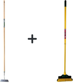 Synx Tools Rechte Schoffel Met Staal 160cm + Klauwbezem 28cm - Schoffel - Telescopisch staal 70-140cm
