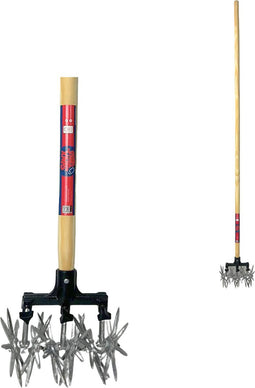 Synx Tools Rolcultivator 21 cm - Cultivator - Bodembewerkers - gazonmest - gazonbeluchter - hark - harken met steel 150cm