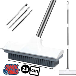 Synx Tools Schrobber 2 in 1 - Trekker douche - Schrobbezem - Luiwagen - Trekker - Schuurborstel - Badkamer borstel vloertrekker met steel schrobborstel - Bezem - vloerwisser badkamer - Schrobborstel Met telescopische steel