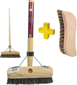 Synx Tools Schrobbezem Union Luiwagen + Werkhandborstel Union Set - Multipack set - Schrobber - Schoonmaakbezem - Schrobborstels - Incl. Steel 150 cm
