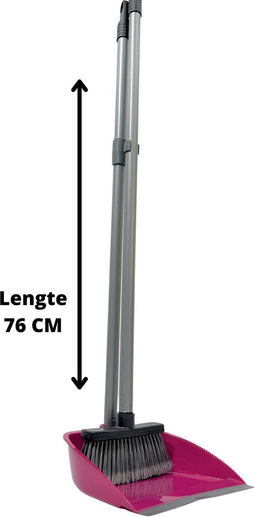 Synx Tools Stoffer en Blik met lange steel Maria Paars - Stoffer Blik set - Stofblik en veger - Stoffer en blik open model met lange stelen - Bezem / Veger en blik met lange steel 76 cm