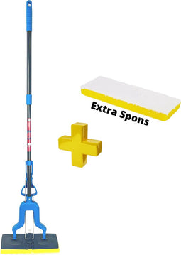 Synx Tools Vloermopset met extra spons - vloermop met steel - vloermoppen - mop - dweilsysteem - dweilen - dweilstok - Dweilset - Steel 125cm