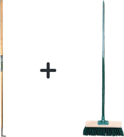 Synx Tools Voegenmes 150 cm en Straatbezem met steel 120cm 30cm Groen - Veger - Schoonmaken - onkruidborstel - onkruidmes - schrapers - voegenkrabber met steel 150cm