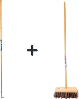 Synx Tools Voegenmes 150 cm en Synx Tools Stadsbezem 30 cm - Steel 120 cm - Harde natuurvezels - Straatbezem - Buitenbezem - Tuinbezem - Onkruidkrabber - Voegenkrabber
