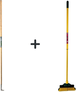 Synx Tools Voegenmes 150 cm met Klauwbezem 35cm Straatbezem - Onkruidkrabber - Voegenkrabber - straatbezem - Telescopische steel 70 - 140cm