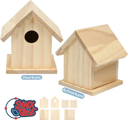 Synx Tools Vogelvoederhuisje Hout Vogelhuisje - Nestkastpakket - Vogelhuisje - Vogelartikelen - Vogels - Vogels accessoires - Vogelhuis - 10.4 x 9.6 x 12.3cm