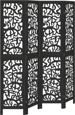 vidaXL - Kamerscherm - met - 4 - panelen - massief - paulowniahout - zwart