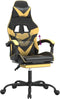 vidaXL - Gamestoel - met - voetensteun - kunstleer - zwart - en - goudkleurig