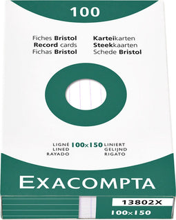 Systeemkaart Exacompta 100x150mm lijn wit | 20 stuks