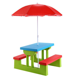 Coast Picknicktafel voor Kinderen - Met Parasol - 2 Banken - Max. 50 kg - 67 x 41 x 47 cm - Rood / Blauw