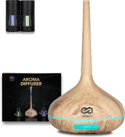 Infinity Goods Aroma Diffuser - Luchtbevochtiger - 10 LED kleuren - Hout Bruin (2x 10ml)