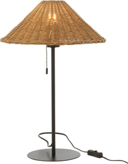 J-Line tafellamp - metaal/rotan - zwart/naturel