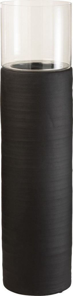 Windlicht | cement | zwart | 25x25x (h)102 cm