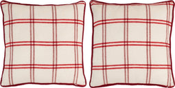 J-Line kussen Tekst - polyester - rood/wit - 2 stuks