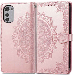 iMoshion Hoesje Geschikt voor Motorola Moto E32s / Moto E32 Hoesje Met Pasjeshouder - iMoshion Mandala Bookcase - Rosé Goud