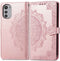 iMoshion Hoesje Geschikt voor Motorola Moto E32s / Moto E32 Hoesje Met Pasjeshouder - iMoshion Mandala Bookcase - Rosé Goud