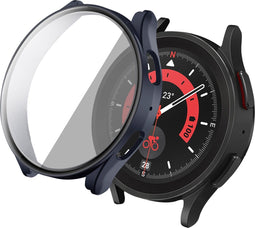 imoshion Screenprotector - Geschikt voor Samsung Galaxy Watch 5 44mm - Full Cover Hard Case / Beschermend Hoesje - Donkerblauw