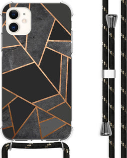 iMoshion iPhone 11 - Hoesje met Koord - Verstelbaar Koord - Zwart / Meerkleurig / Goud / Black Graphic