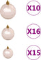 vidaXL - Kunstkerstboom - met - verlichting - en - kerstballen - L - 240 - cm - wit