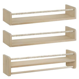 Woltu Montessori Wandplanken voor Kinderkamer 60 cm Natuurlijk Hout Set van 3