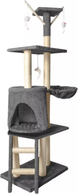 Purlov Kattenboom 138 cm Grijs - Veilig en Stimulerend Kattenparadijs