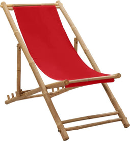 vidaXL - Terrasstoel - bamboe - en - canvas - rood