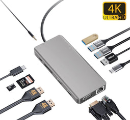 SBVR LV110 - 13 in 1 USB C Hub - 2x HDMI 4K-30Hz - Plug & Play