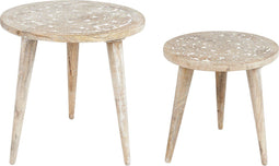 Beliani UDAY - Bijzettafel set van 2 - Lichte houtkleur - Mangohout