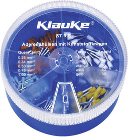 Klauke ST3B Assortiment adereindhulzen 0.25 mm², 0.34 mm², 0.5 mm², 0.75 mm², 1 mm² Deels geïsoleerd Lichtblauw, Wit, G