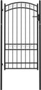 vidaXL - Poort - met - gebogen - bovenkant - 100x175 - cm - staal - zwart