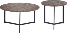 Beliani TIPPO - Salontafel set - Donkere houtkleur - MDF