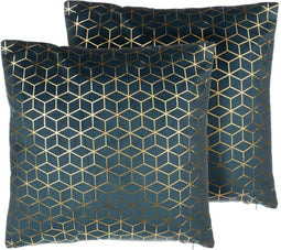 CELOSIA - Sierkussen set van 2 - Donkerblauw - 45 x 45 cm - Fluweel