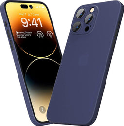 3 STUKS Ultradun iPhone 14 Pro hoesje, lichtgewicht PP matte afwerking coating slank voor iPhone 14 Pro 2022 telefoonhoes gladde grip met 0,3 mm minimalistisch ontwerp semi-transparant blauw