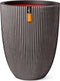 Capi Europe - Vaas elegant laag Groove NL - 34x46 - Antraciet - Opening Ø27 - Bloempot voor binnen en buiten - Levenslang garantie - Breukbestendig - 100% Recyclebaar - CO2 Neutraal geproduceerd - KGVZ782