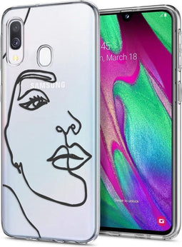 iMoshion Hoesje Geschikt voor Samsung Galaxy A20e Hoesje Siliconen - iMoshion Design hoesje - Transparant / Zwart / Line Art Woman Black