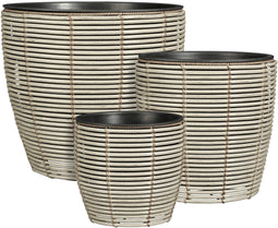 Mica Decorations Durban - Bloempot Buiten - Set van 3 - H36 x Ø40 cm - Lichtgrijs (set van 3)