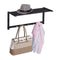 Wandkapstok - 5 haken - met plank - zwart - 28 x 65 x 25 cm