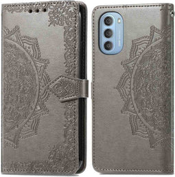 iMoshion Hoesje Geschikt voor Motorola Moto G51 Hoesje Met Pasjeshouder - iMoshion Mandala Bookcase - Grijs