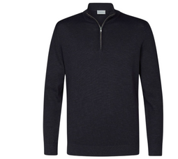 Profuomo Half Zip Pullover – Navy – Maat S – 100% Katoen – PCWJ10004A – Heren Trui met Ritskraag