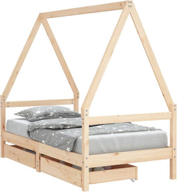 vidaXL - Kinderbedframe - met - lades - 80x160 - cm - massief - grenenhout