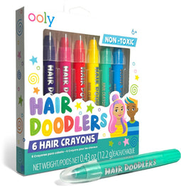 Ooly - Hair Doodlers - Haarkrijt - 6 Gekleurde haarkrijtjes - Makkelijk uitwasbaar