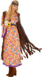 dressforfun - Vrouwenkostuum Mrs. Peacemaker XL - lange jurk met franjevest - bloemenpatroon