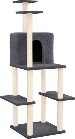 vidaXL - Kattenmeubel - met - sisal - krabpalen - 144,5 - cm - donkergrijs