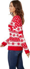 Dressforfun Kersttrui - Wintertrui met sneeuwvlokken en rendieren - Rood-wit (L)