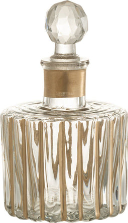 J-Line karaf Strepen Rond - glas - goud/transparant