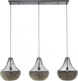 Hanglamp Waterhyacint kegel 3 lampen - Zwart nikkel